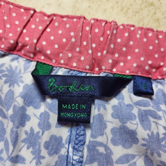 Boden Mixed Print Short Drawstring Elastic Back Blue Floral/Pink Polka Dot Sz 16 - Picture 9 of 11